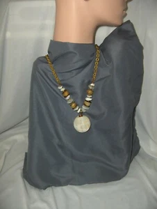 Vintage Miriam Haskell Onyx echte Steine 26" Halskette goldfarbene Kette signiert SCHÖN - Bild 1 von 8