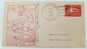 1937 Yankee Jims, CA FDC Signed by Postmaster Flora McCollam to Lost Nation, IA - Picture 1 of 2
