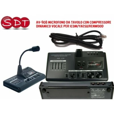 DM-6000 AV-908 MICROFONO DA TAVOLO CON COMPRESSORE DINAMICO VOCALE PER ICOM/YAES - Immagine 1 di 2