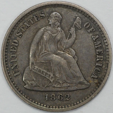 1862 Seated Liberty Half Dime, XF Cover