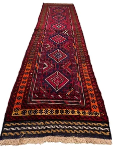 350 x 85cm Vintage Handmade Afghan Carpet Hallway Runner Mushwani Thick Wool Rug - Picture 1 of 24