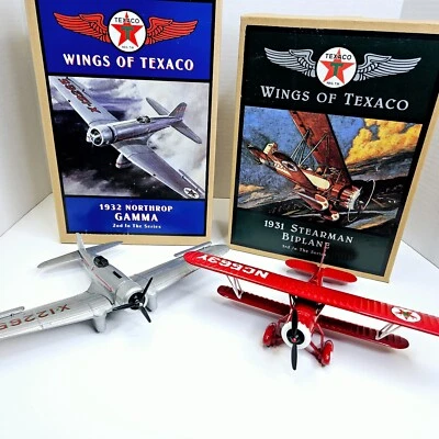 Wings of Texaco Series 2, 3 Northrop Gamma, Stearman Diecast Plane Bank Ertl Lot - Image 1 of 4