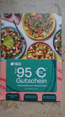 hello fresh Gutschein 95 Euro Einkaufsgutschein Lebensmittel online Mittagessen - Bild 1 von 2