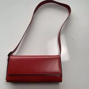 Vintage GIORGIO Armani 2 La Prima Red Leather Wristlet Pouch Clutch Bag Rare - Picture 1 of 12