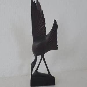 Handgeschnitzte Vogelskulptur 8" x 2,5" x 1,5" Reiher Kranich Reiher - Bild 1 von 13