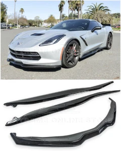 Z06 PAINTED CARBON FLASH Front Lip Splitter & Side Skirts For 14-19 Corvette C7 - Picture 1 of 12