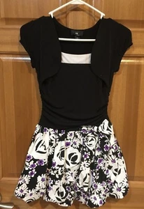 IZ Amy Byer Größe 10 schwarz & weiß mit Blumenrock Luftpolsterkleid - ärmellos - Bild 1 von 3