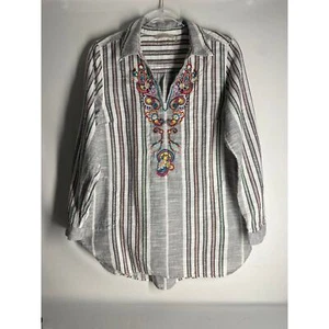 Soft Surroundings Aruba Floral Embroidered Tunic Top Pullover w Pockets Medium  - Picture 1 of 9