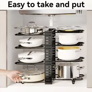 8-Tier Duty Adjustable Pan Organizer Rack for Kitchen Storage and Organization * - Picture 1 of 11