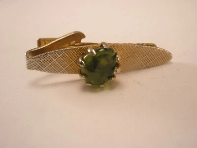 Sour Apple Green Stone Vintage SMALL Tie Bar Clip - Image 1 of 4