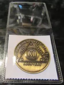 11 Year Alcoholics Anonymous AA BACK Bronze HOW Medallion Chip Coin Token - Picture 1 of 9
