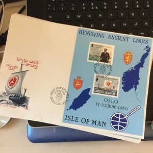 Isle Of Man First Day Cover 1980 Renewing Ancient Links With Norway LARGE M/S - Picture 1 of 3