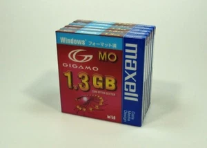 5x ungeöffnete Maxell 3,5 Zoll 1,3GB wiederbeschreibbare MO Disk / Windows Formatierung - Bild 1 von 3