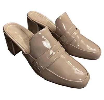 Vionic Plaza Annabel Mules Shoes Women 9.5 Beige Patent Leather Block Heel NEW - Image 1 of 4