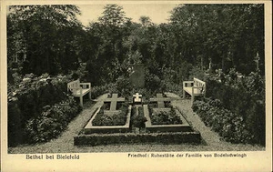 Bethel bei Bielefeld Postkarte ~1910 Friedhof am Grab der Familie Bodelschwingh - Bild 1 von 1