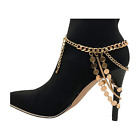 Damski złoty metalowy łańcuszek bransoletka na buty kostka wiele pasm koło charm buta