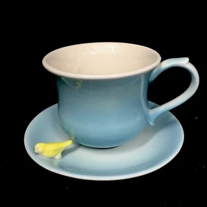 Blue Cup Yellow Bird On Saucer Set by Biscuit - Picture 1 of 8