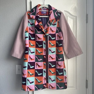 Bendita Seas Shoe Novelty Print 60s Mod Style Designer Jacket - Bild 1 von 9