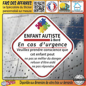 Stickers Autocollant enfant autiste à bord handicape autisme sécurité handicapé