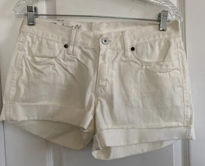 Pantalones Cortos Mujer Madewell Talla 27 Blanco Puños Jean Denim 5 Bolsillos Foto 1 de 4