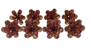 Pier 1 Wired Beaded Napkin Rings Flowers Gold and Red Set of 8 - Picture 1 of 10
