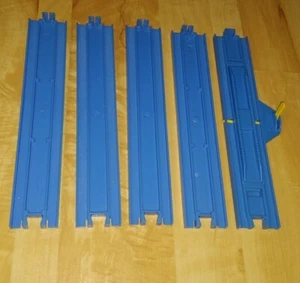 1992 Thomas & Friends Big Set Replacement Rail Road Straight Blue Track Set of 5 - Picture 1 of 5
