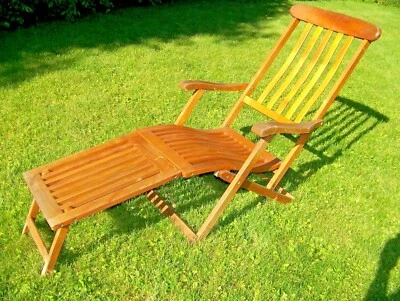 Silla de cubierta plegable vintage Cruise Line madera curvada latón herrajes bonita pátina Foto 1 de 4