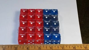 *NEW* BEE Translucent Casino Dice - 5 Sealed Packages- 5 Die per - 3 Red 2 Blue - Picture 1 of 1