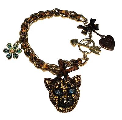 Difícil de Encontrar Edición Limitada Betsey Johnson Fiebre de la Selva Pantera Dije Pulsera Retirada Foto 1 de 4