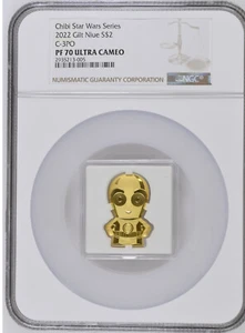 2022 Niue S$2 Chibi Star Wars Series - C-3PO, Gilt, Silver NGC PF70UC Top Pop - Picture 1 of 2