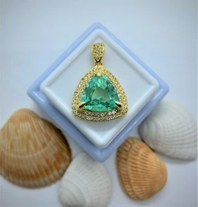 Certified Flawless Ceylon Parti Sapphire Pendant in 18k Y. Gold Plated Sterling - Picture 1 of 8