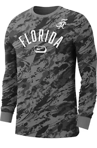 Florida Gators Men's Nike Crew-Neck Long-Sleeve T-Shirt Gray All Over Medium NWT - Picture 1 of 2