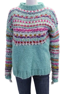 Maglione pullover girocollo donna Prabal Gurung stampa testurizzata blu taglia L - Foto 1 di 4
