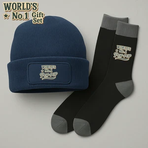 Pop Pop Gift Socks & Beanie Hat Present Birthday Christmas Xmas Keepsake Gift - Picture 1 of 33