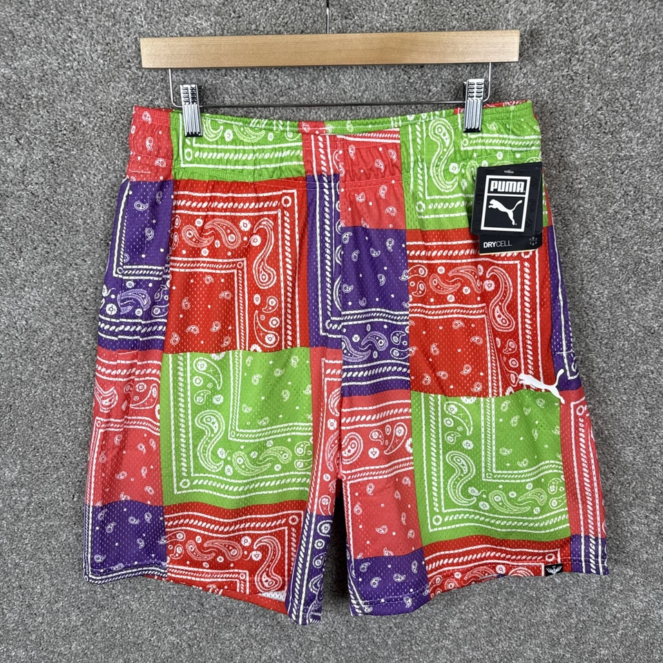Puma LaMelo Paisley All Over Print Mesh Basketball Shorts Men's Large 537101-01