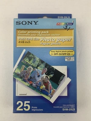 Sony SVM-25LS PHOTO PAPER 25 Prints 4"x 6" Postcard Size Color Printing Pack - Image 1 of 3