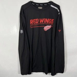 Detroit Red Wings Fanatics Long Sleeve T Shirt Mens XXL 2XL Black NHL Authentic - Picture 1 of 11