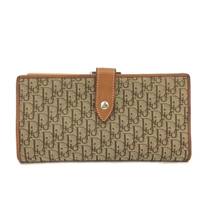Christian Dior Oblique Trotter Canvas Leather Long Bifold Wallet Beige/4BA1628 - Picture 1 of 9