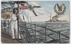 Postal Patriotika Marine desde el barco de línea SMS Nassau 1913 desde Wilhelmshaven - Imagen 1 de 2