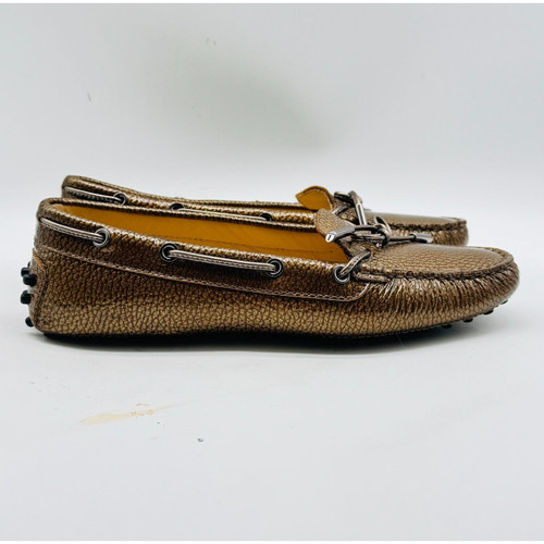 TOD’S Tod's Shoes mocassino donna 6 ballerine gommino marroni metallizzati vernice pelle verniciata