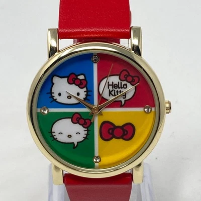 Reloj Hello Kitty Sanrio Mujer 36mm Tono Dorado Banda Roja Batería Nueva 8.75" Foto 1 de 4