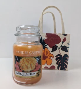 Yankee Candle Waikiki Melon 623g With Hessian Hibiscus Gift Bag - Picture 1 of 8