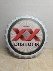 DOS EQUIS XX Letrero de Metal Cerveza Decorativo Colgante Botella Tapón para Hogar Bar 14" - Imagen 1 de 7