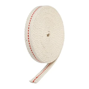 Cotton Oil Lamp Wick 1/2 Inch Flat Wide 3 Meter/10Ft Long with Red Stitch - Imagen 1 de 5