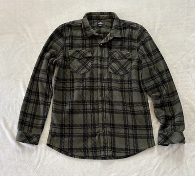 NWOT - O'Neill Super Fleece Snap Front Shirt Mens Black/OlivePlaid Flannel MED - Image 1 of 4