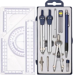 13 Pieces Geometry Set Compass Geometry Tools Math Compass and Protractors Set M - Picture 1 of 12