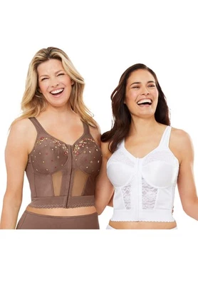 Sujetador de postura Longline Comfort Choice para mujer talla grande bordado cierre frontal Foto 1 de 4