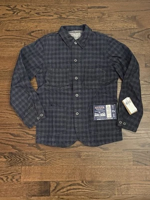 Abrigo RRL Doble RL Ralph Lauren Indigo Algodón Cuadros Jacquard Tareas S Nuevo con Etiquetas $590 Foto 1 de 4