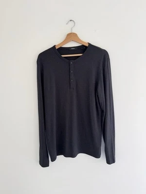 Theory Anemone Henley Negro Snap Manga Larga Grande Foto 1 de 4