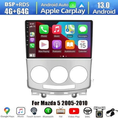 64G Para Mazda 5 2005-2010 Android 13 Coche Carplay Radio Estéreo GPS Wifi Reproductor FM Foto 1 de 4